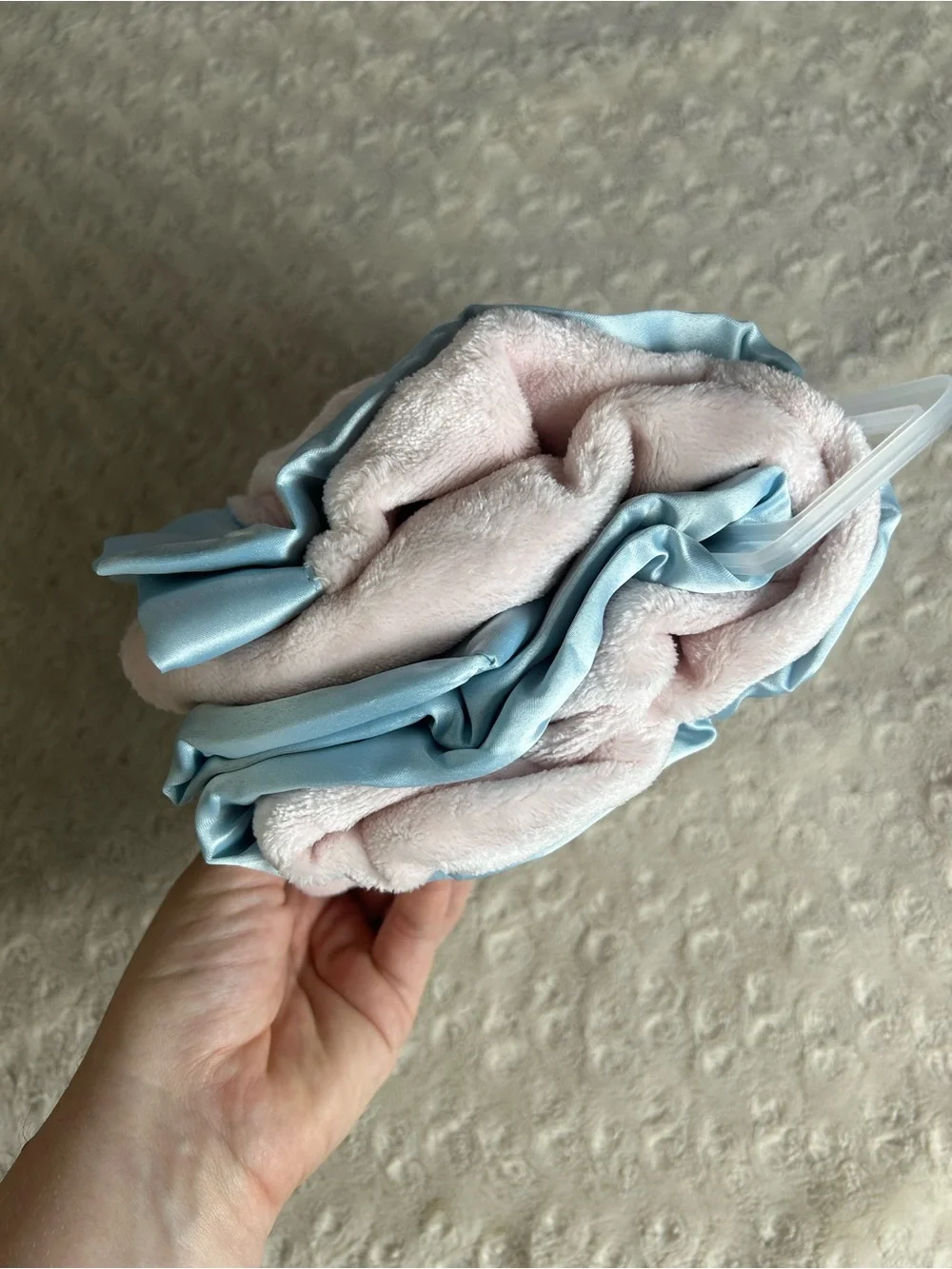 Lullaby Baby Pink Unicorn Pegasus Blanket Blue Edge Trim White Hearts Gold NEW